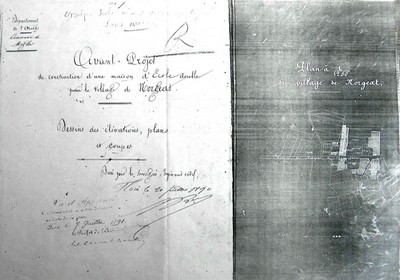 Avant projet de construction d'une maison d'école double pour le village de Norgeat établi par l'ingénieur civil Alphonse Bec le 20 juillet 1890