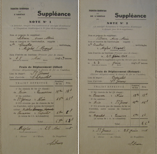 Notes de frais de déplacement- Anne-Marie SIBRAN - Collection Pierre Lateulère